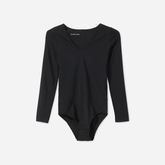Everlane The Long Sleeve V- Neck Bodysuit Black NWT - Picture 7 of 8